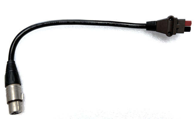 Akkustecker-Adapter auf Elektro-Golfrolley, 2-poliger PP/Anderson-Stecker gegen 3-poliger XLR/Neutrik-Stecker